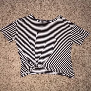 navy blue and white striped shirt